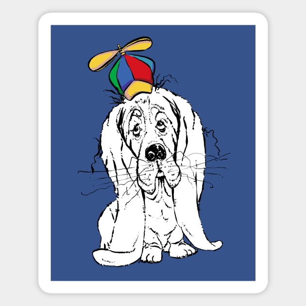 Cute Droopy Basset Hound with a Spinner Hat Magnet by obillwon